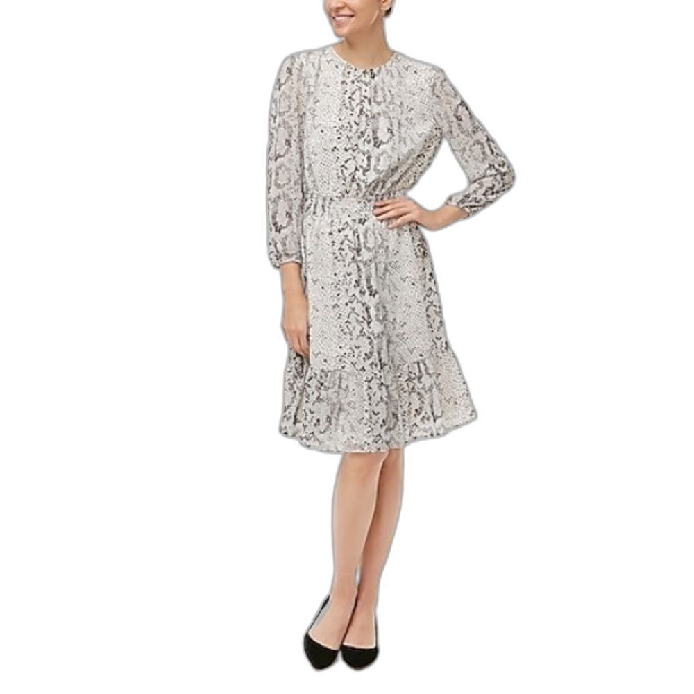 J. Crew Smocked Waist Dress Women's Size Medium Animal Print Long Sleeve